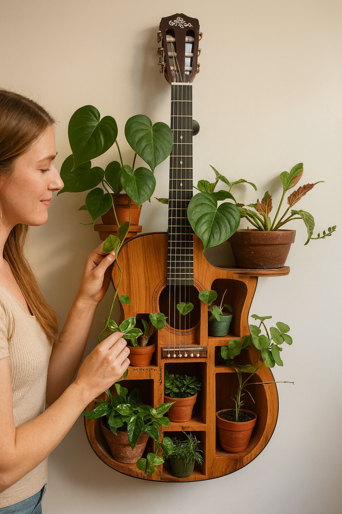 Guitar Planter: A Unique Vertical Planter Idea for Creative Wall Decor