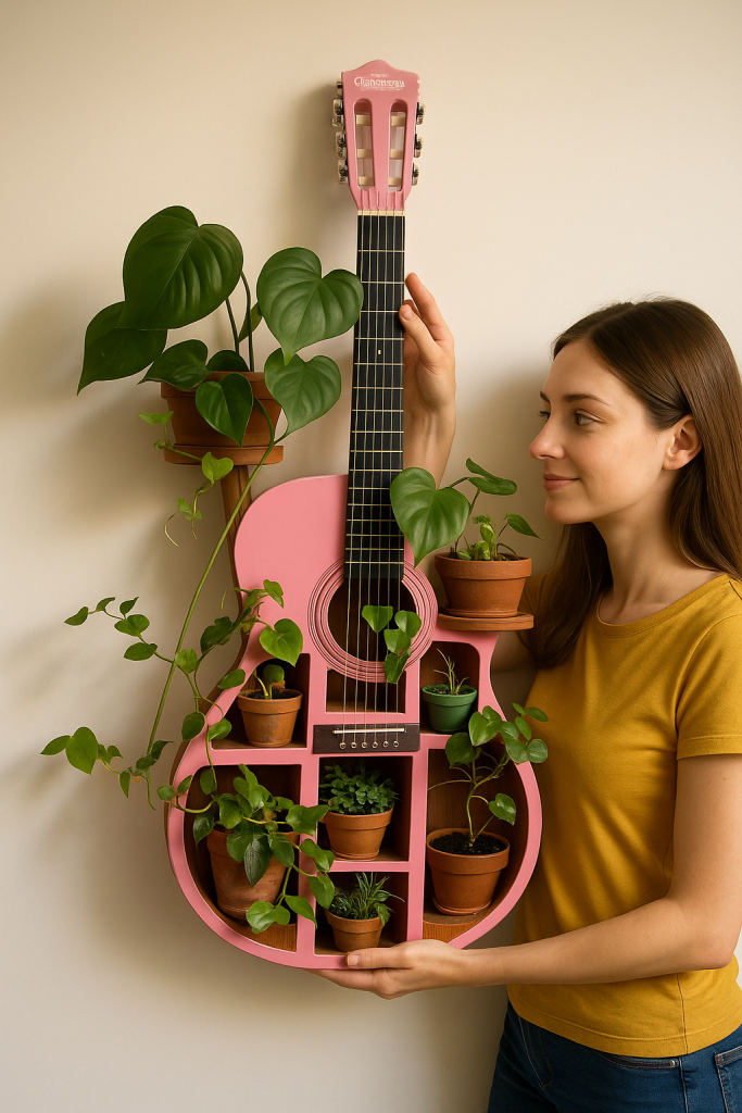 Guitar Planter: A Unique Vertical Planter Idea for Creative Wall Decor